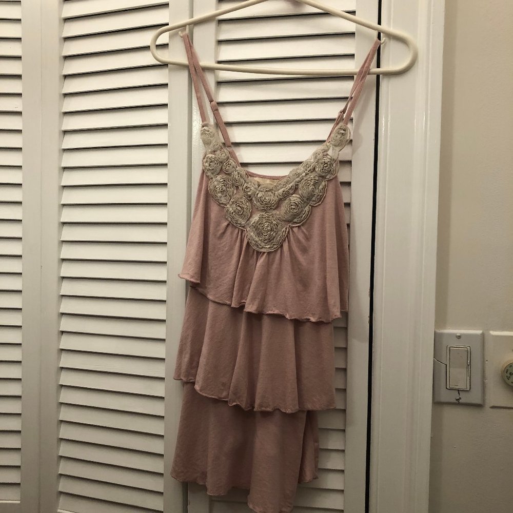 Denim & Supply Ralph Lauren cami pink 3D flowers - Picture 1 of 5